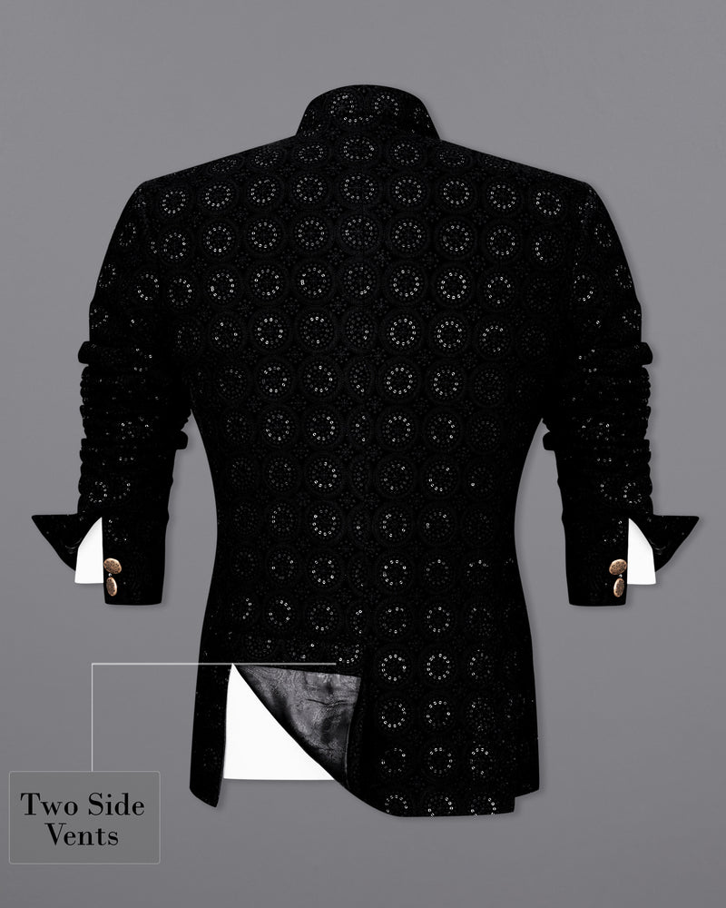 Jade Black Sequins And Thread Embroidered Bandhgala Jodhpuri Suit