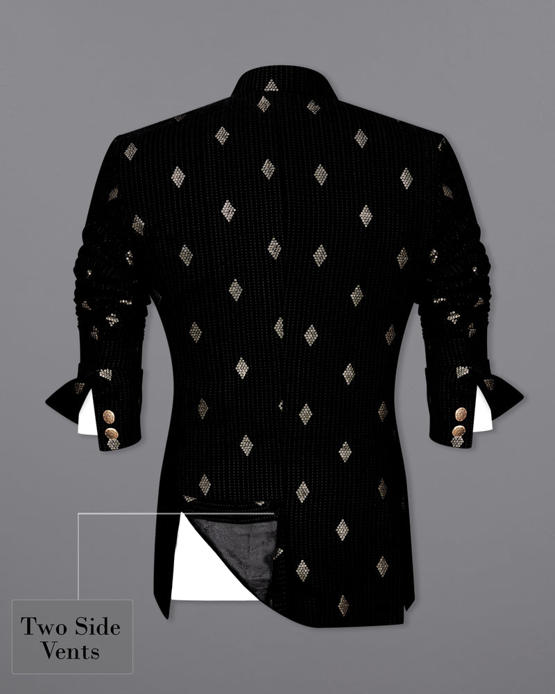 Jade Black Sequins Embroidered Bandhgala Jodhpuri Suit