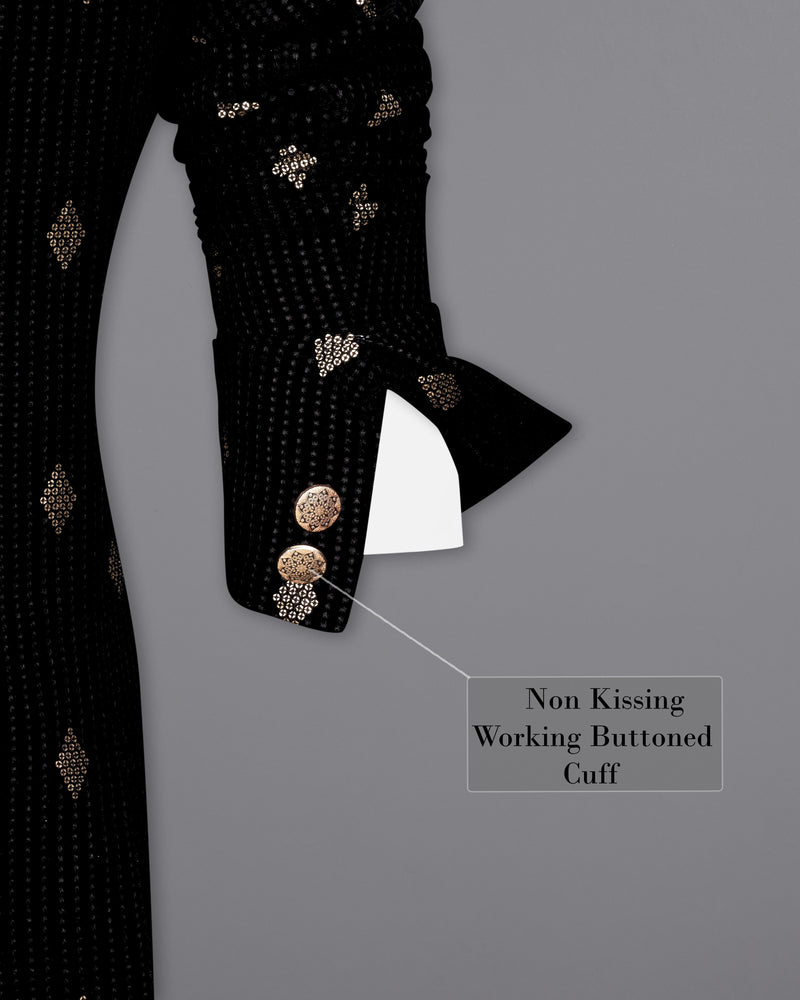 Jade Black Sequins Embroidered Bandhgala Jodhpuri Suit