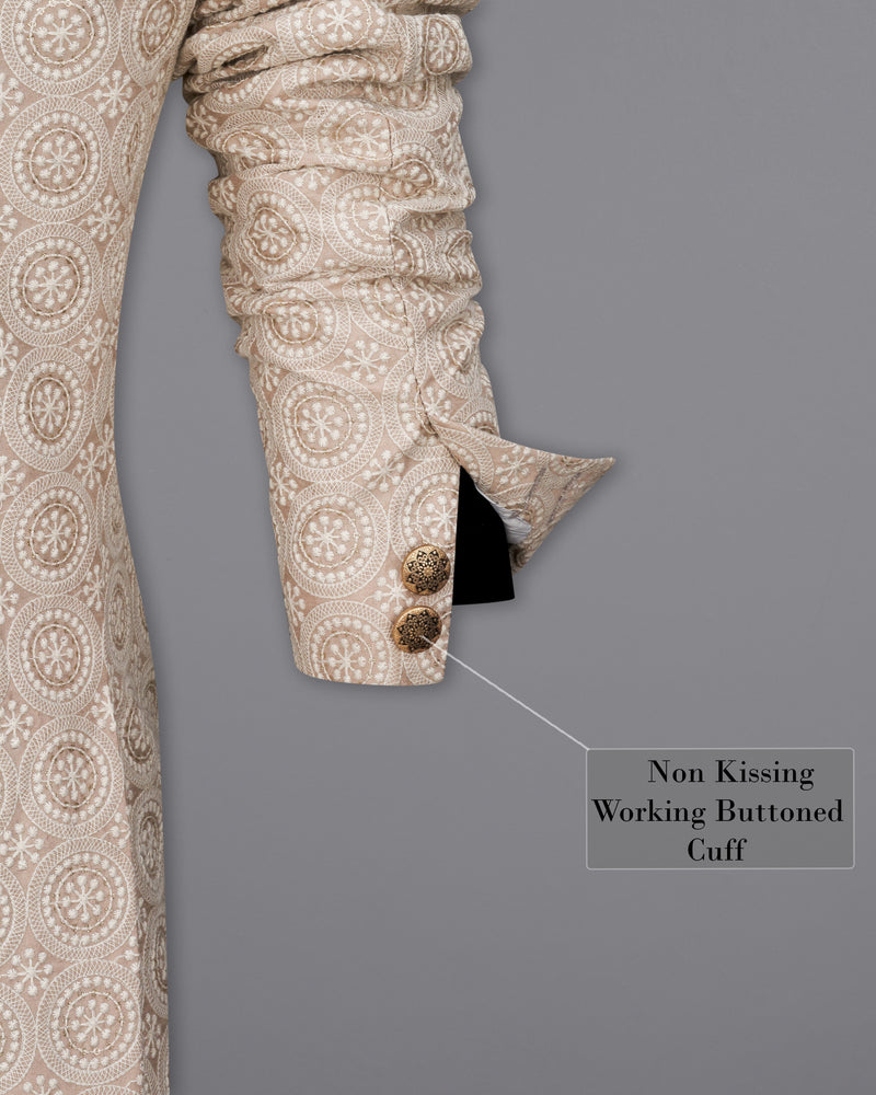 Sisal Brown Cotton Thread Embroidered Bandhgala Jodhpuri Suit