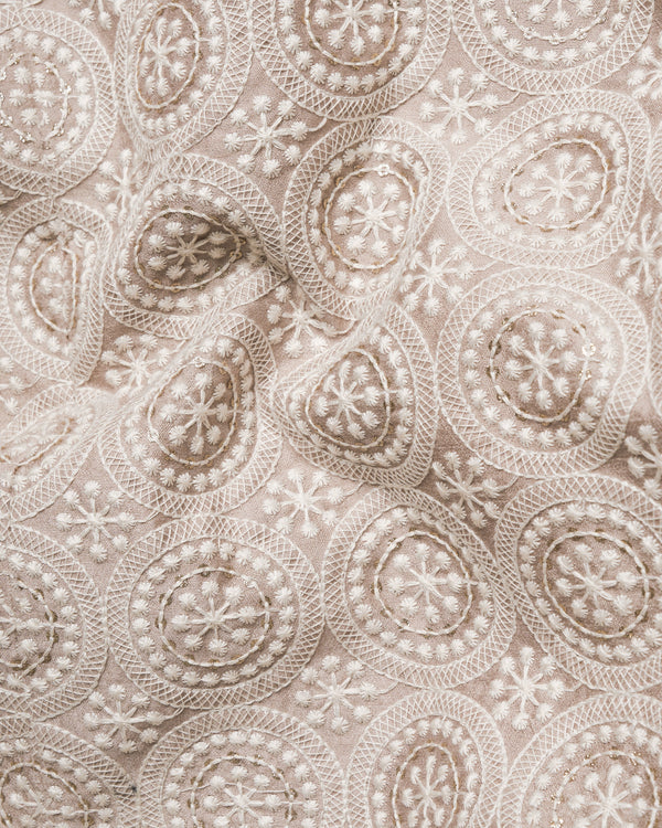 Sisal Brown Cotton Thread Embroidered Bandhgala Jodhpuri Suit