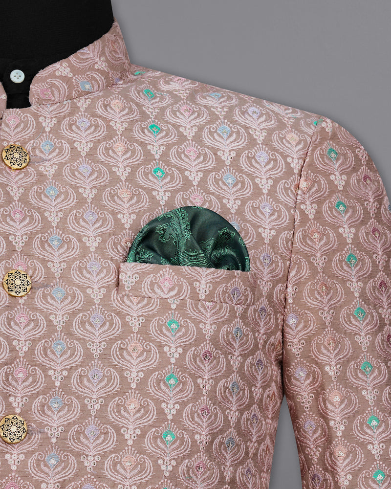 Beaver Brown Thread Embroidered Bandhgala Jodhpuri Suit