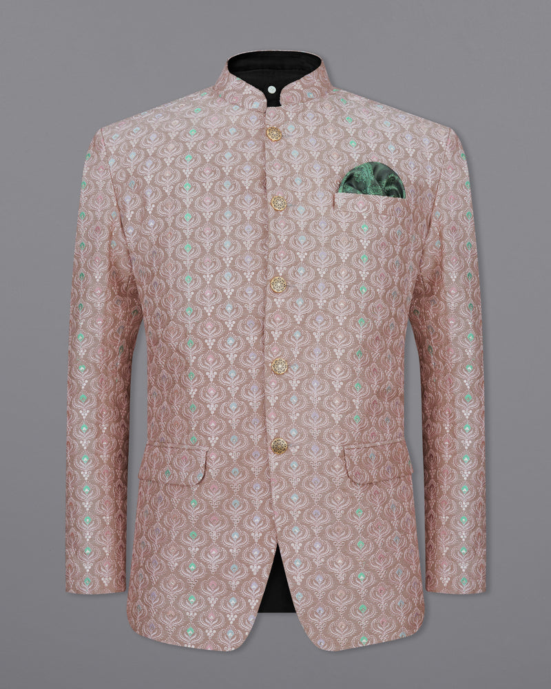 Beaver Brown Thread Embroidered Bandhgala Jodhpuri Suit