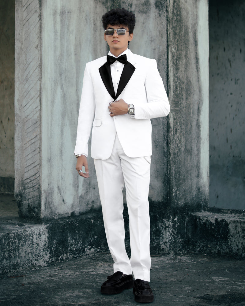 Bright White Single Breasted Premium Velvet Designer Suit