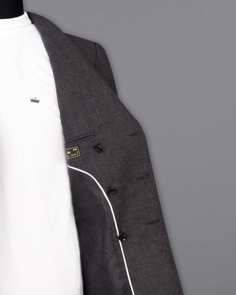 Bleached Gray Wool Rich Double Breasted Suit