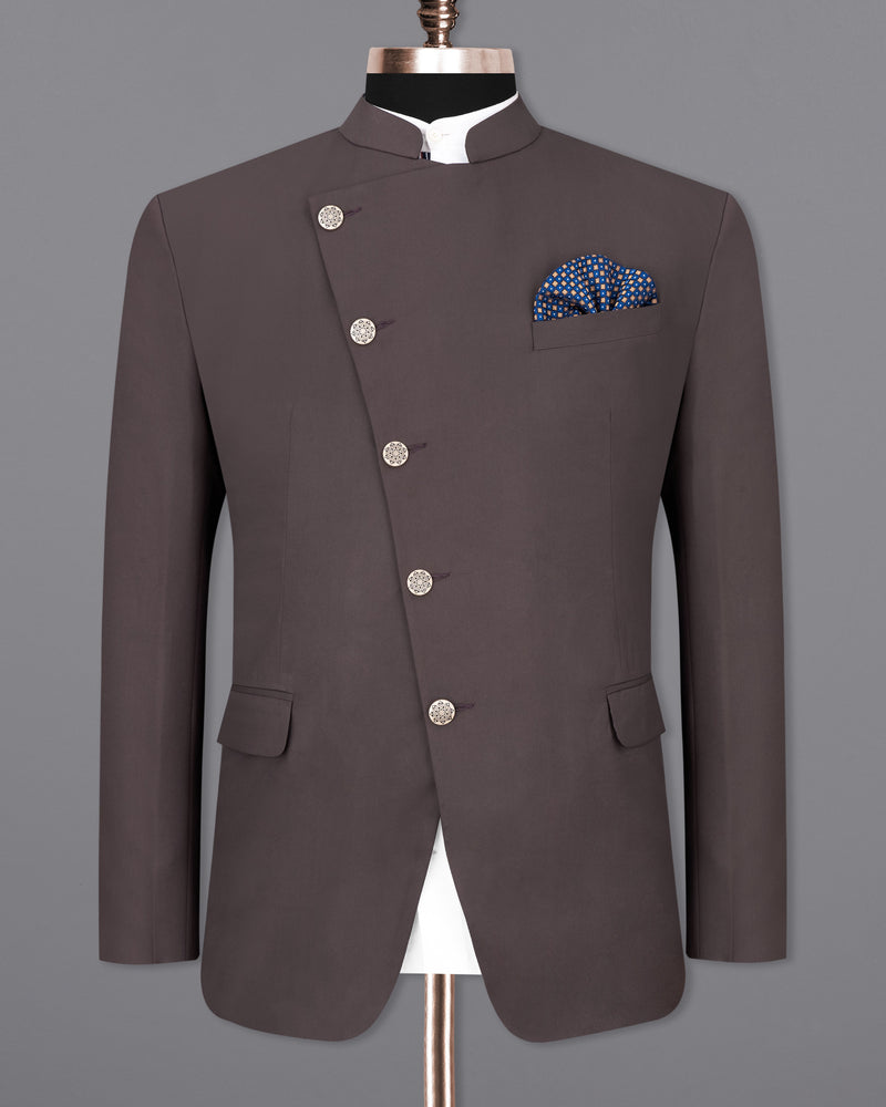 Coffee Brown Cross Buttoned Bandhgala Suit ST2469-CBG-36, ST2469-CBG-38, ST2469-CBG-40, ST2469-CBG-42, ST2469-CBG-44, ST2469-CBG-46, ST2469-CBG-48, ST2469-CBG-50, ST2469-CBG-52, ST2469-CBG-54, ST2469-CBG-56, ST2469-CBG-58, ST2469-CBG-60