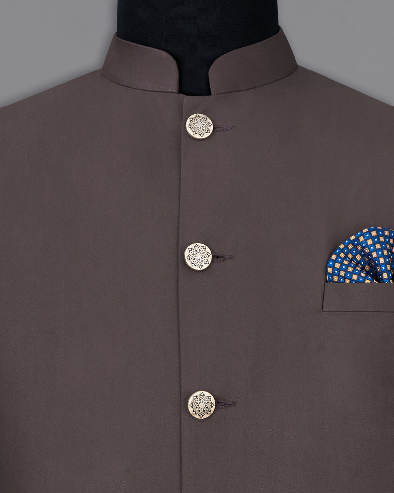 Coffee Brown Cross Buttoned Bandhgala Suit