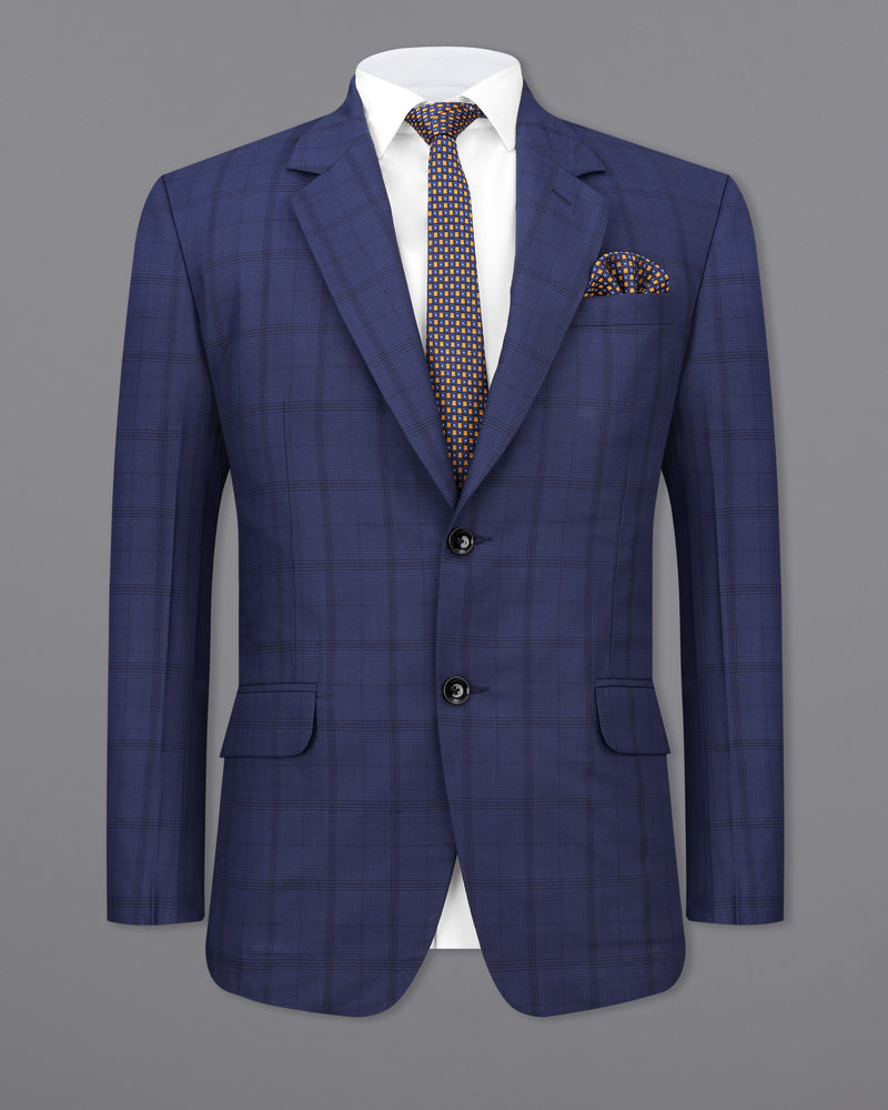 Tuna Blue Plaid Single Breasted Suit