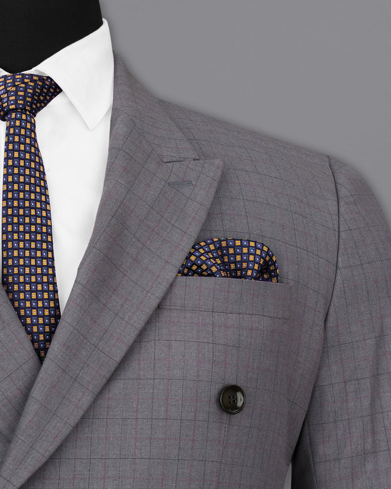 Storm Dust Gray Plaid Double Breasted Suit