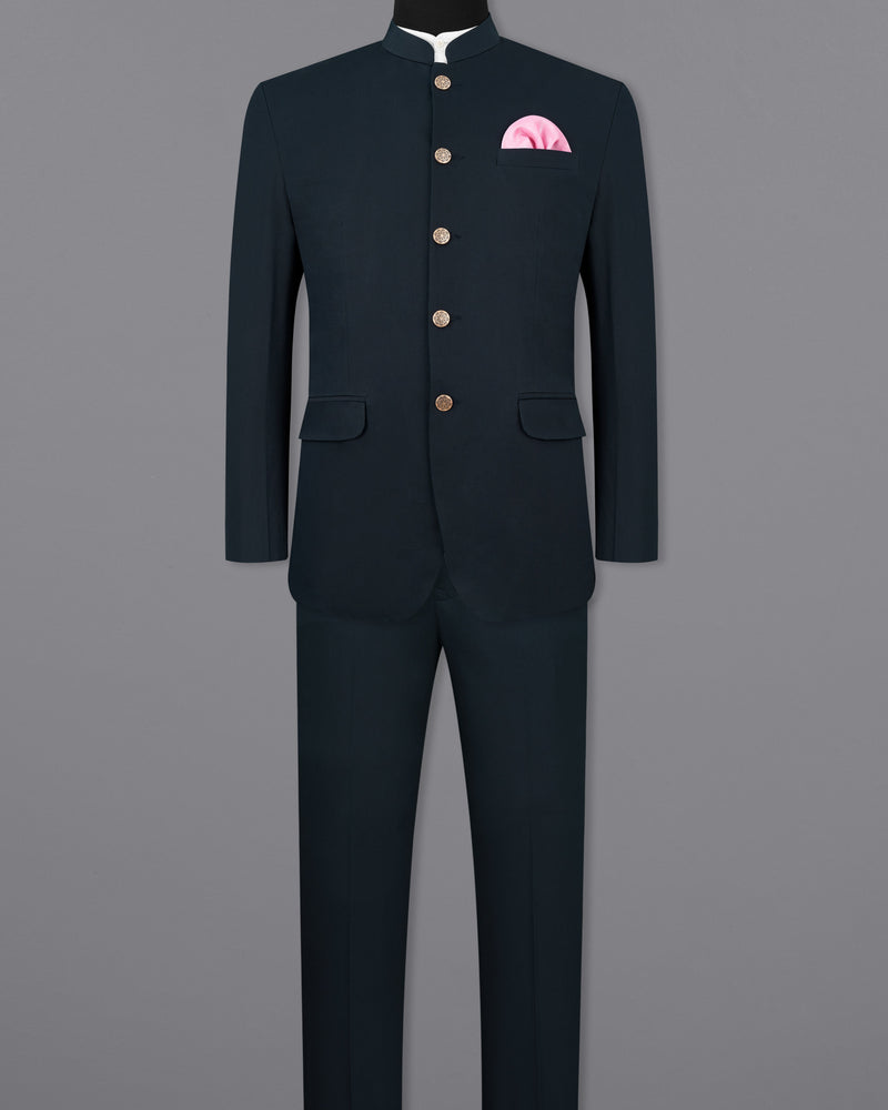 Baltic Sea Blue Premium Cotton Bandhgala Suit