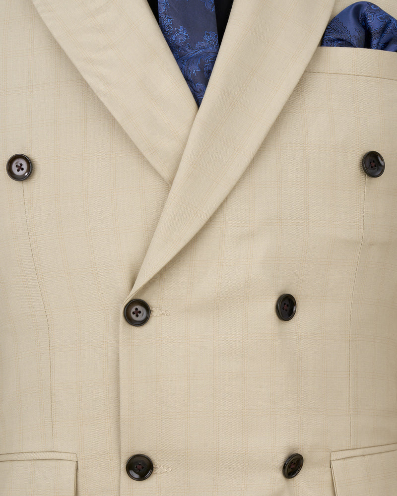 Calm Shell Brown Subtle Plaid Double Breasted Suit