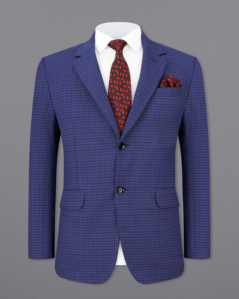 Victoria Blue Gingham Checkered Single Breasted Suit