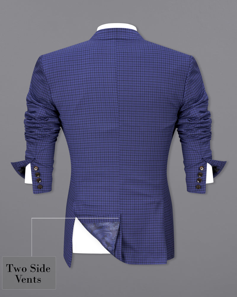 Victoria Blue Gingham Checkered Double Breasted Suit