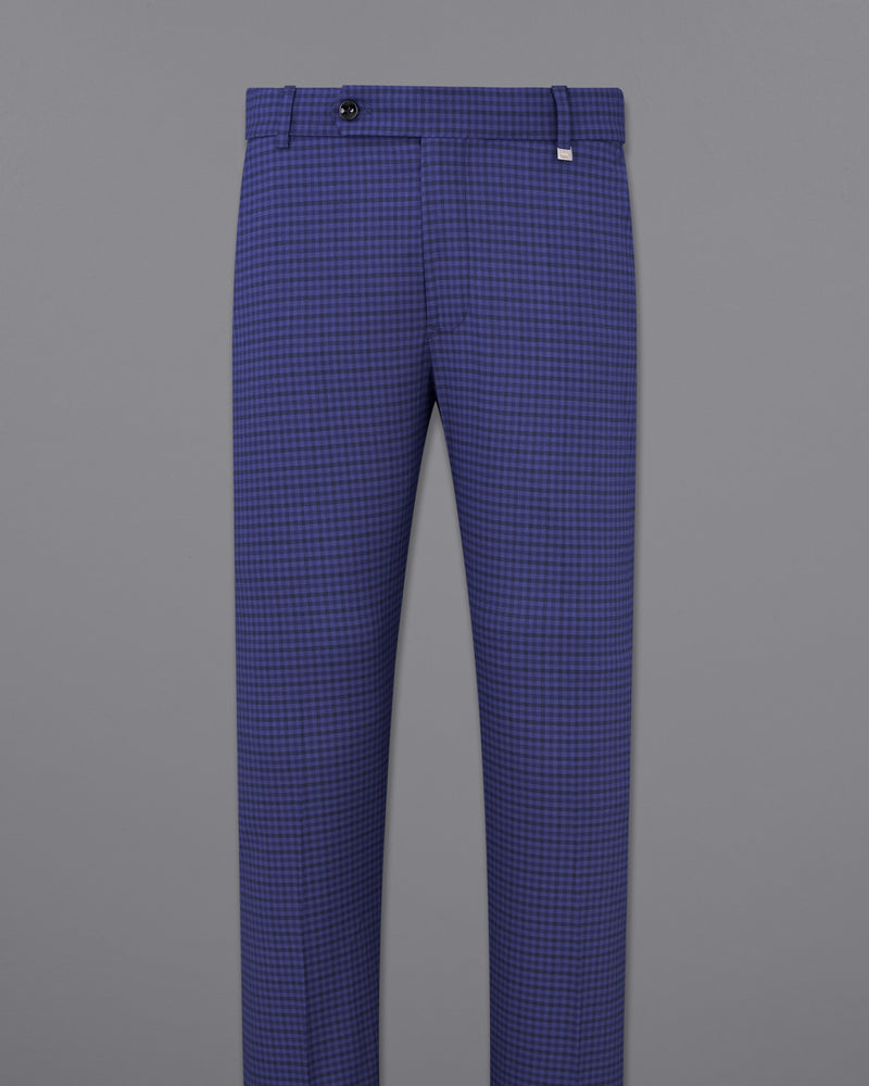 Victoria Blue Gingham Checkered Bandhgala Suit