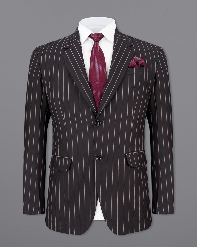 Birch Brown Striped Single Breasted Suit