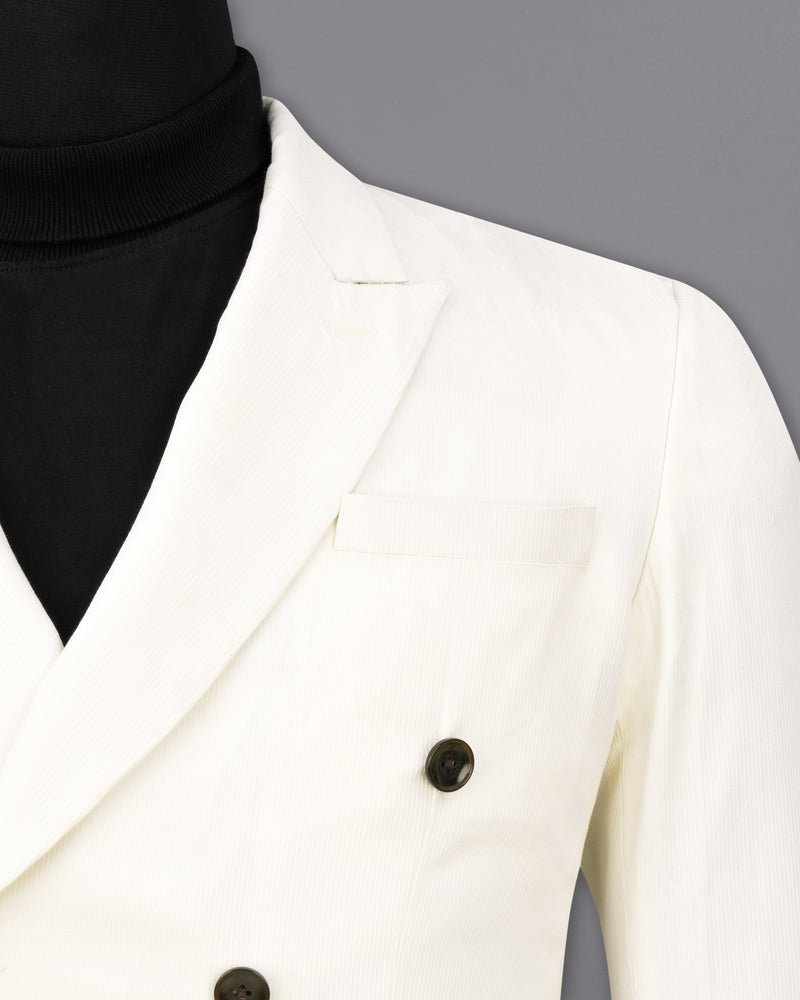 Bright White Double Breasted Premium Cotton Suit