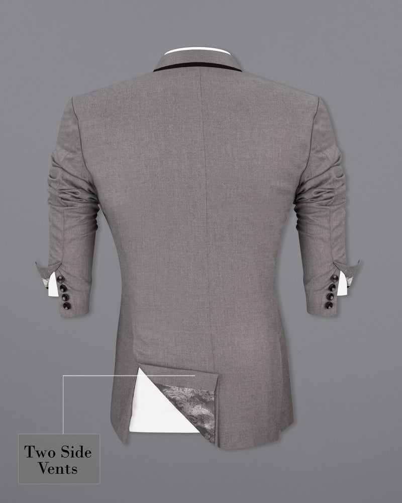 Feroda Gray with Black Piping Work Wool Rich Designer Suit