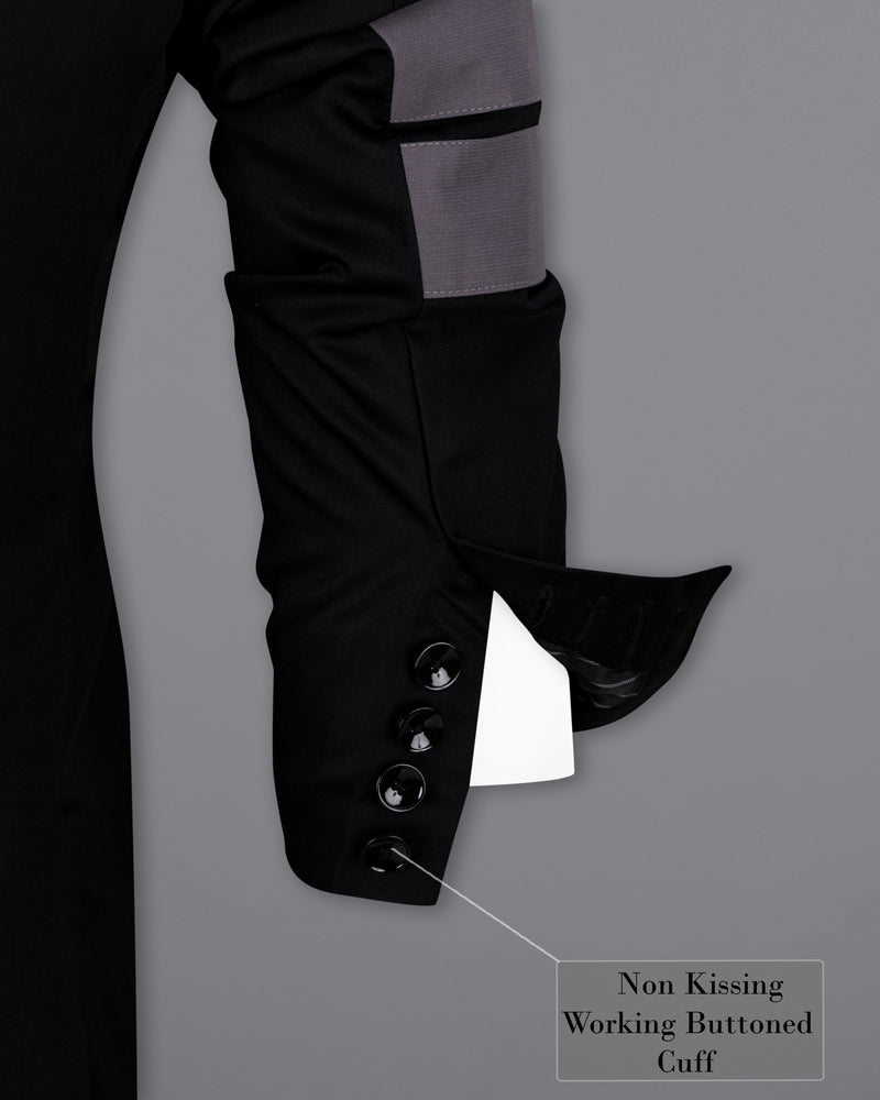 Jade Black Patch Work Designer Suit with Belt Closure