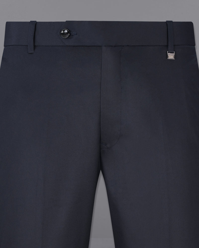Thunder Navy Blue with Brown Patch Work Premium Cotton Designer Suit
