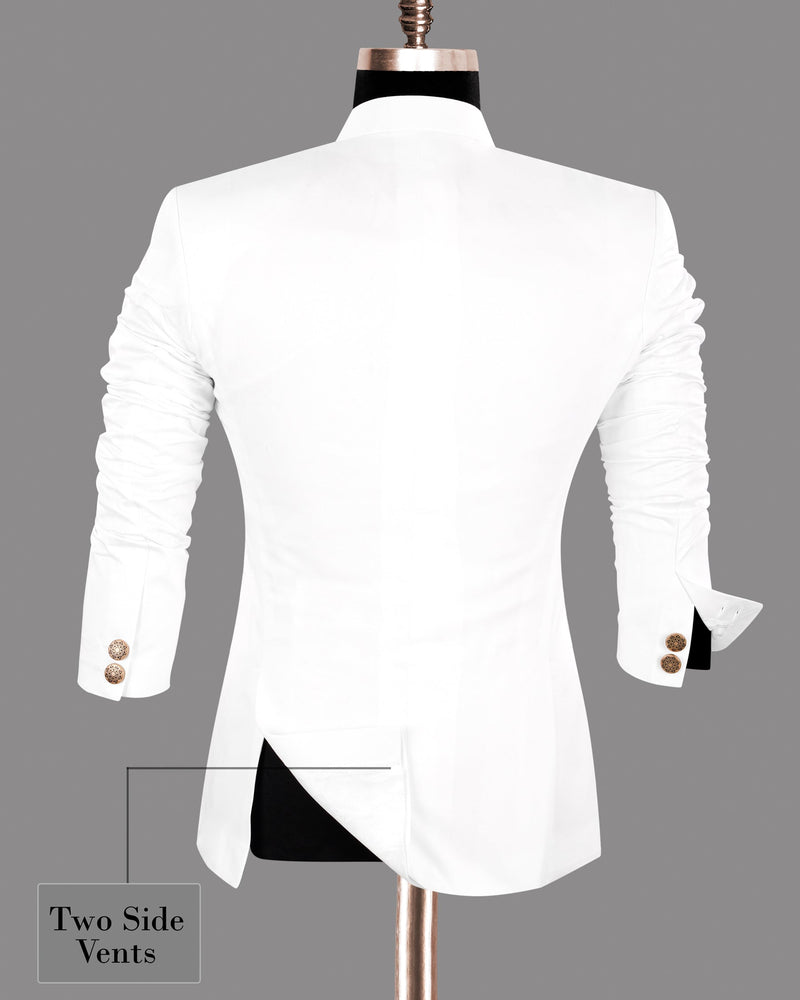 White Cross Buttoned Bandhgala/Mandarin Suit
