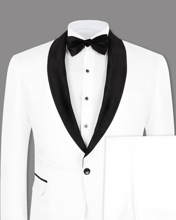 White Cotton Tuxedo Suit