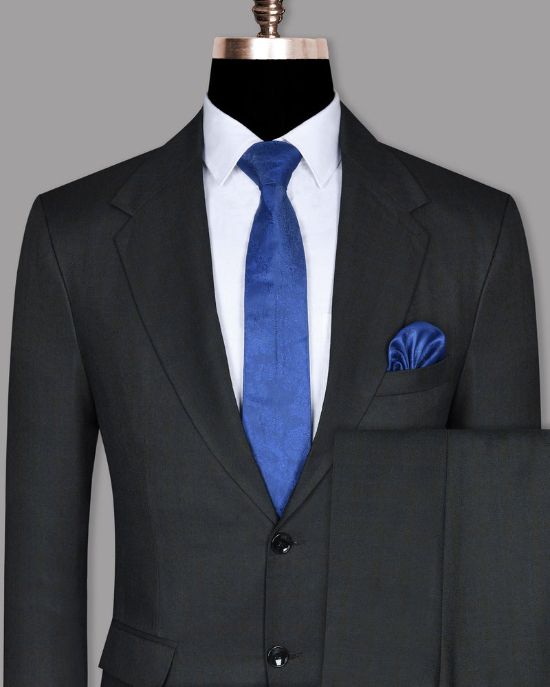 Charcoal Subtle windowpane Wool Blend Suit