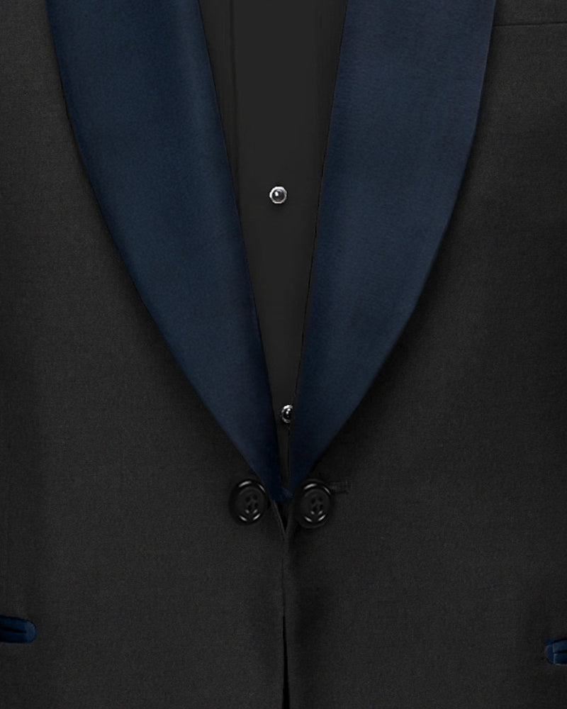 Jade Black with Blue lapel Tuxedo Suit
