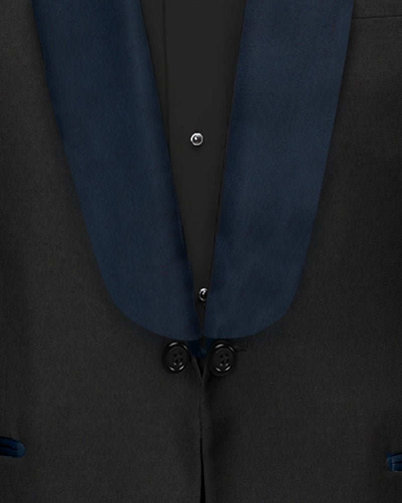Jade Black with Blue lapel Tuxedo Suit