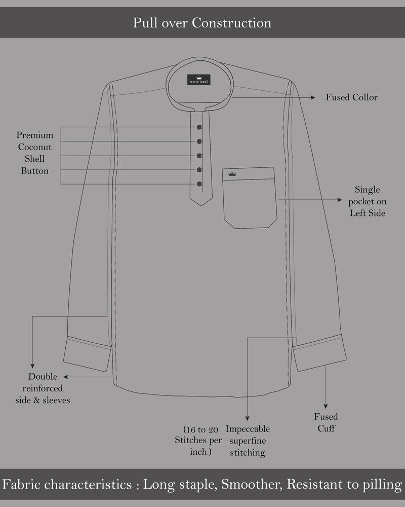 Platinum Pink and Gainsboro Blue Premium Cotton Kurta Shirt