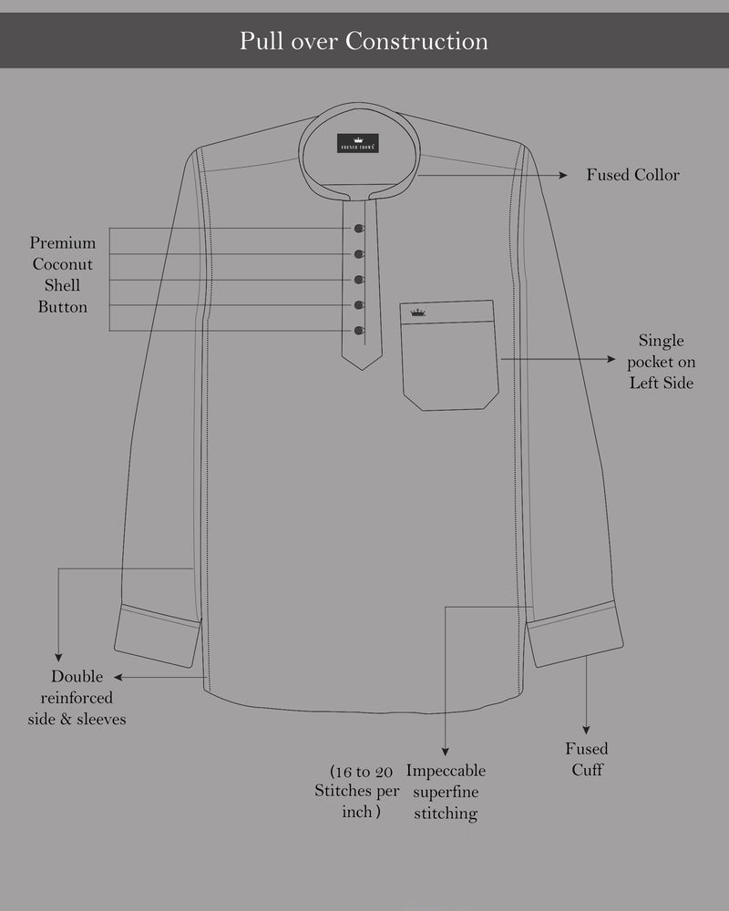 Jade Black Pin Striped Twill Premium Cotton Kurta Shirt