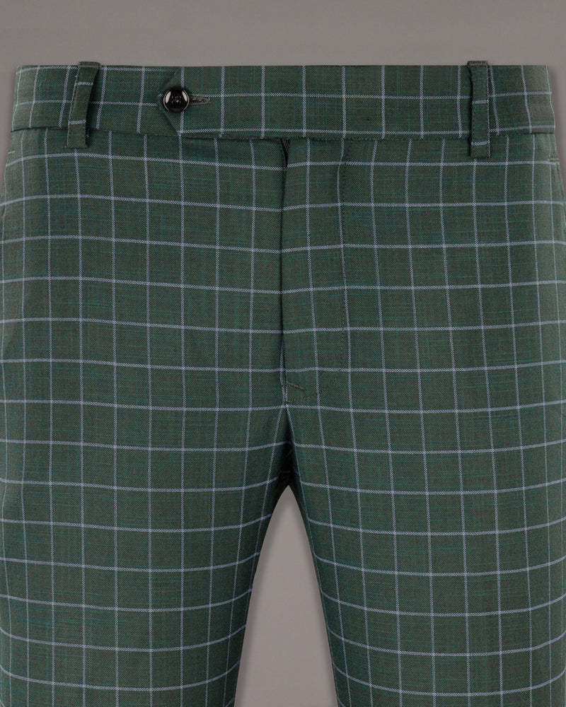 Cable Green Windowpane Wool Rich Pant T1226-28, T1226-30, T1226-32, T1226-34, T1226-36, T1226-38, T1226-40, T1226-42, T1226-44