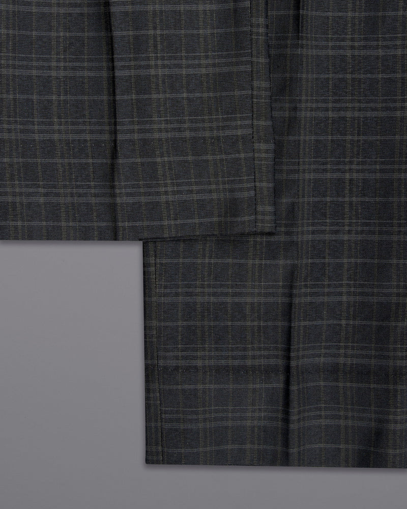 Shark Gray Plaid Wool Rich Pant