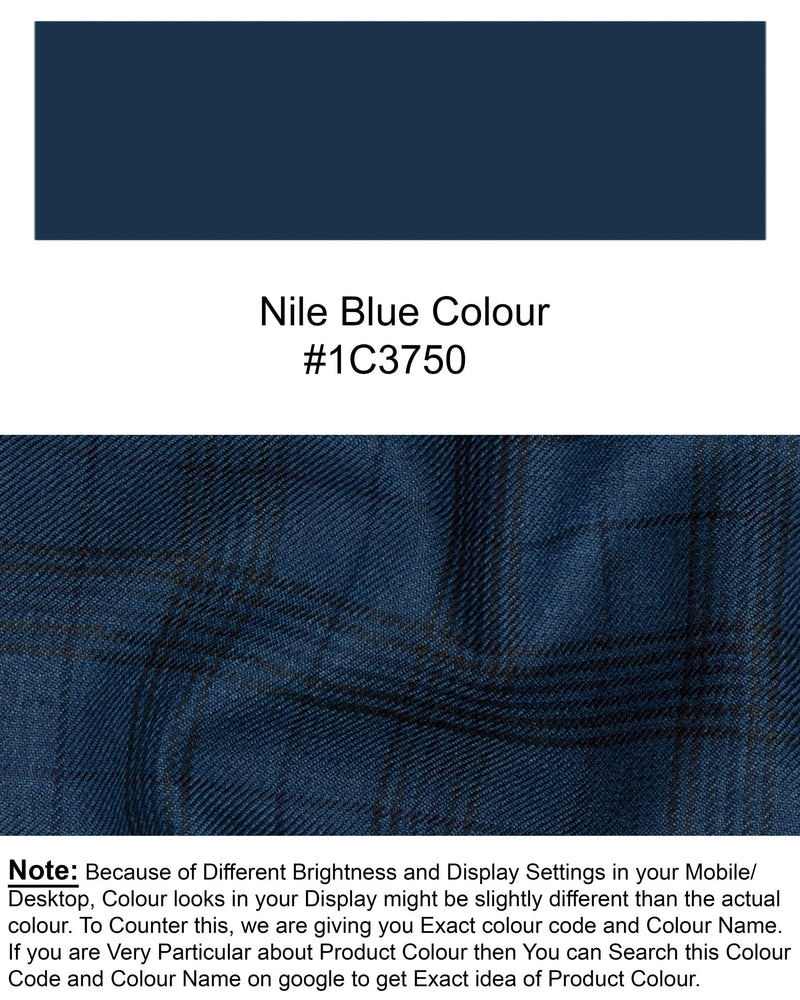 Nile Blue Plaid Wool Rich Pant