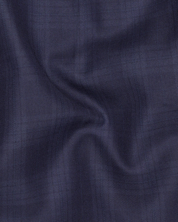 Martinique Blue Wool Rich Plaid Pant
