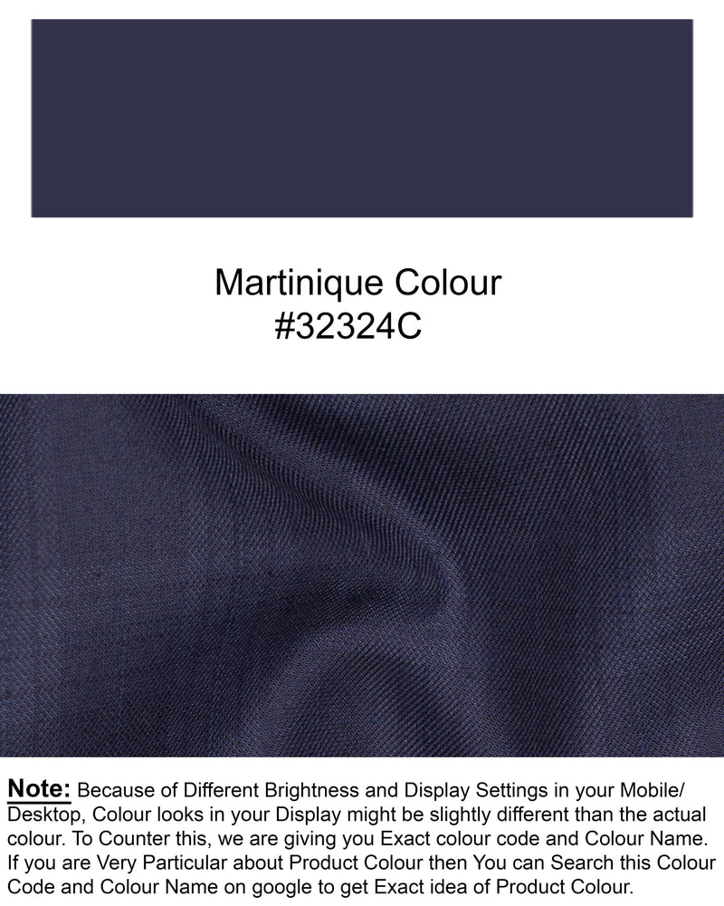 Martinique Blue Wool Rich Plaid Pant