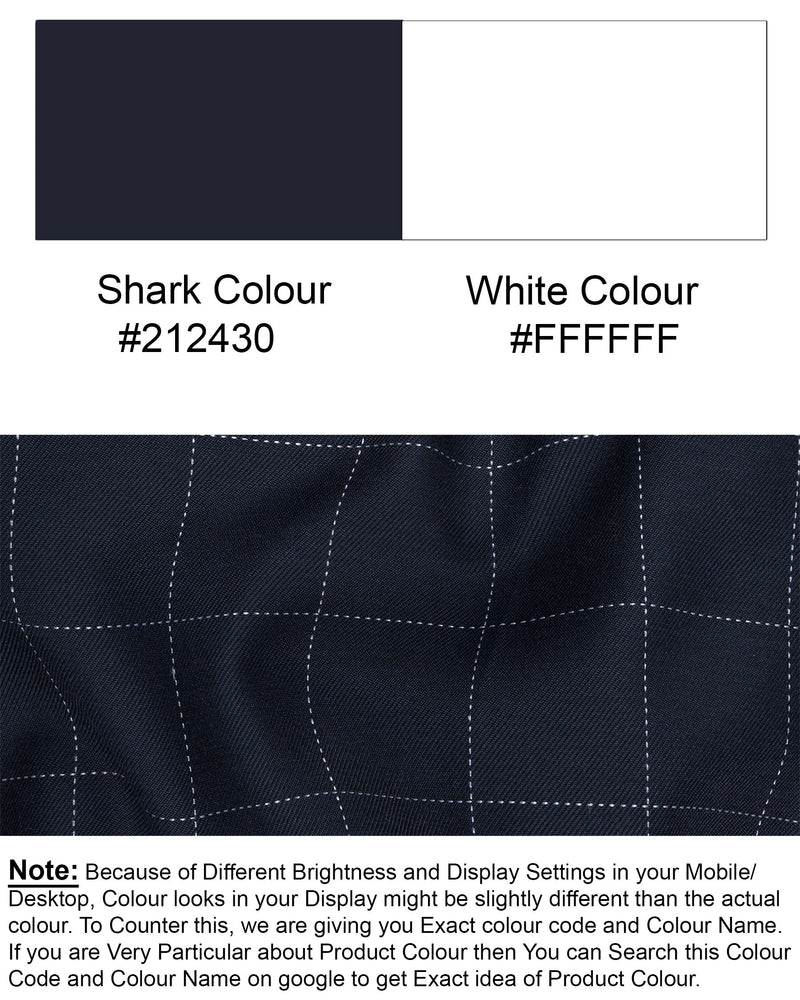 Shark Blue windowpane Wool Rich Pant T1594-28, T1594-30, T1594-32, T1594-34, T1594-36, T1594-38, T1594-40, T1594-42, T1594-44
