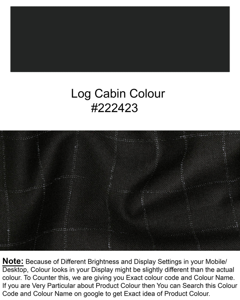 Log Cabin Black Super fine Windowpane Wool Rich Pant T1615-28, T1615-30, T1615-32, T1615-34, T1615-36, T1615-38, T1615-40, T1615-42, T1615-44