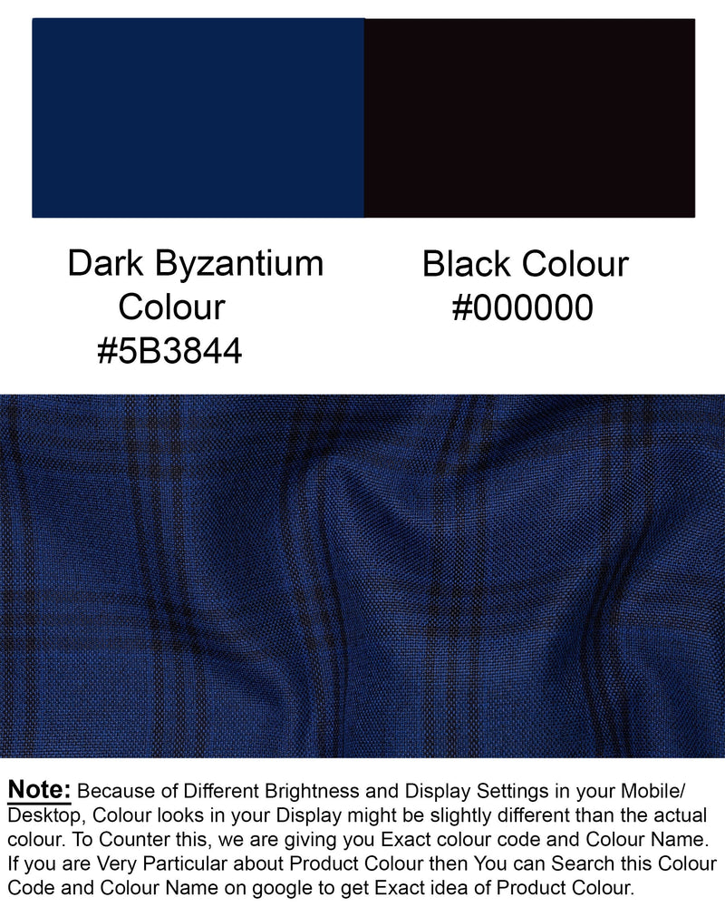 Dark Byzantium Blue Plaid Pant