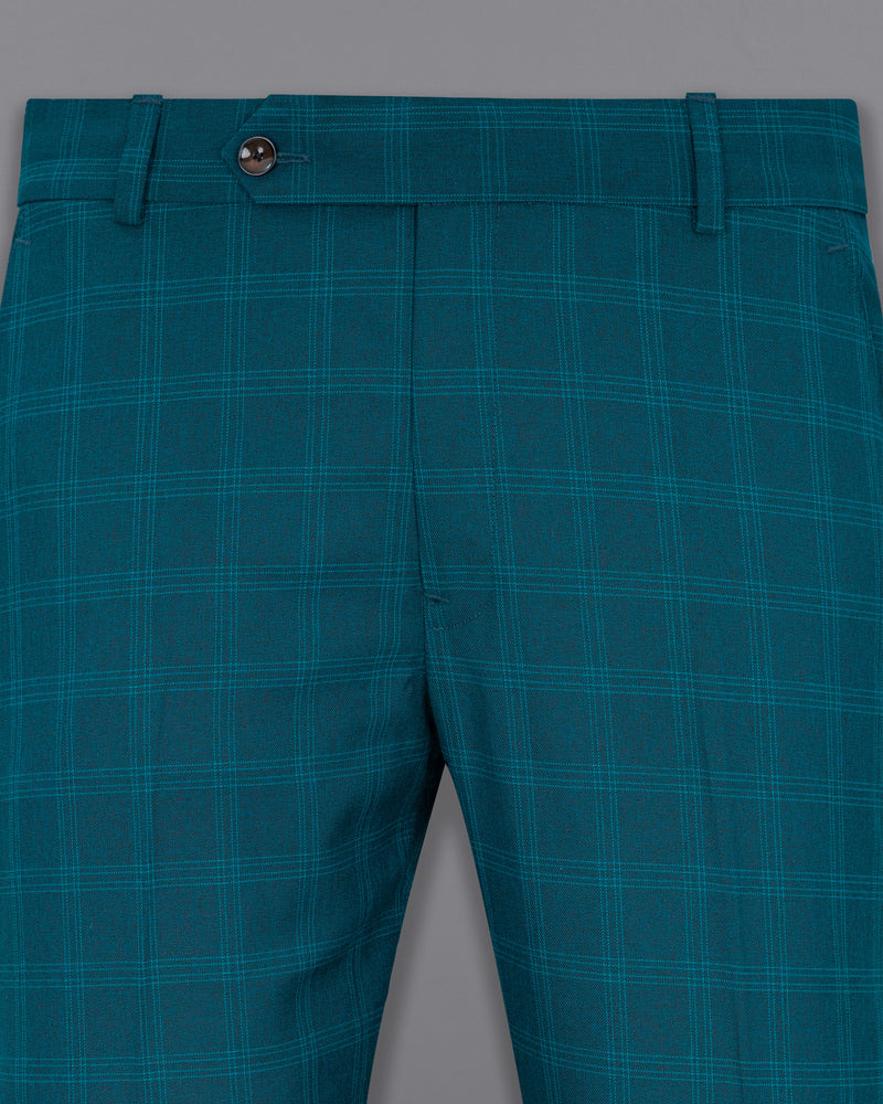 Dark Teal Plaid Strapped Pant