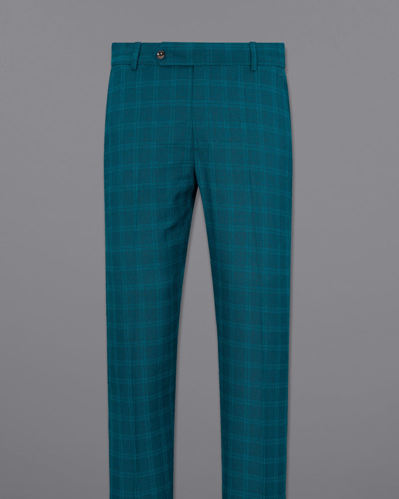 Dark Teal Plaid Strapped Pant