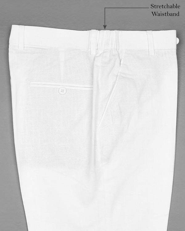 Bright White Stretchable Luxurious Linen Pants T2216-28, T2216-30, T2216-32, T2216-34, T2216-36, T2216-38, T2216-40, T2216-42, T2216-44