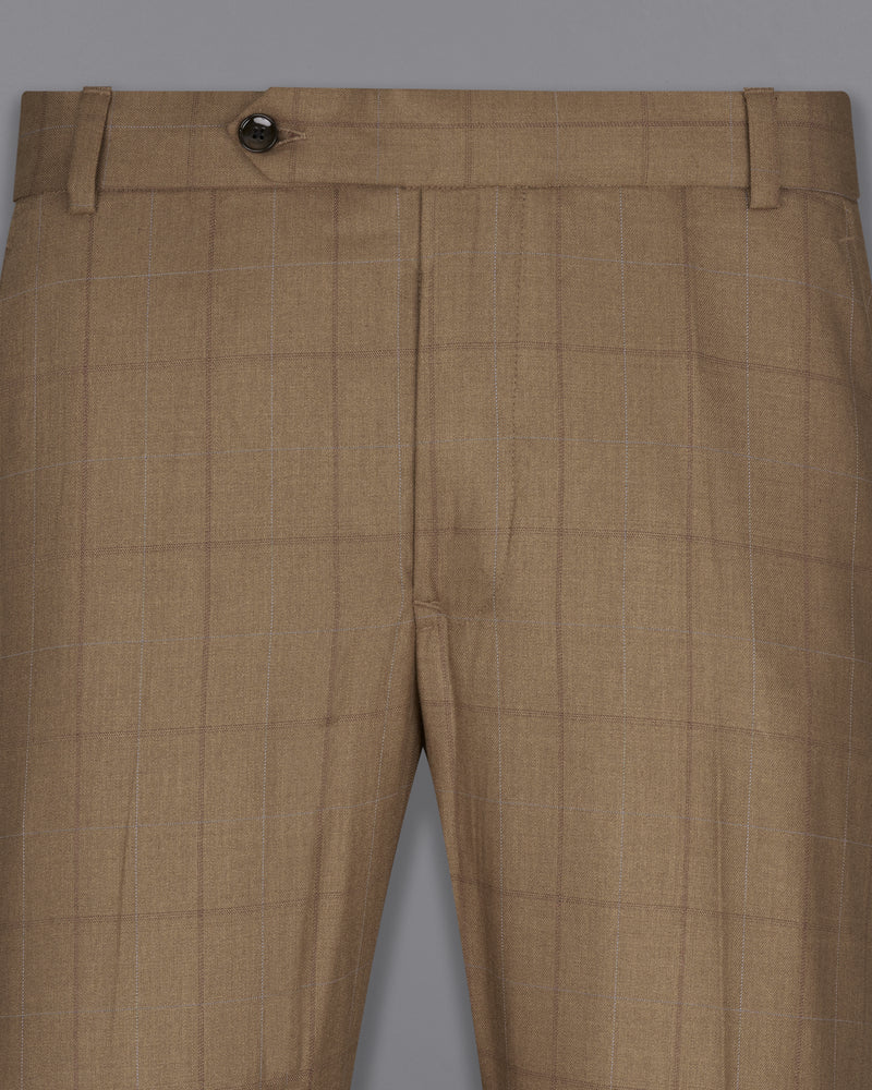 Dark Taupe Brown Windowpane Pant  T2246-28, T2246-30, T2246-32, T2246-34, T2246-36, T2246-38, T2246-40, T2246-42, T2246-44