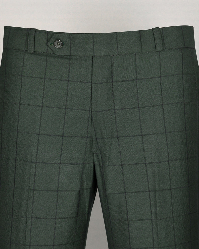 Hunter green Windowpane Wool Blend Pant