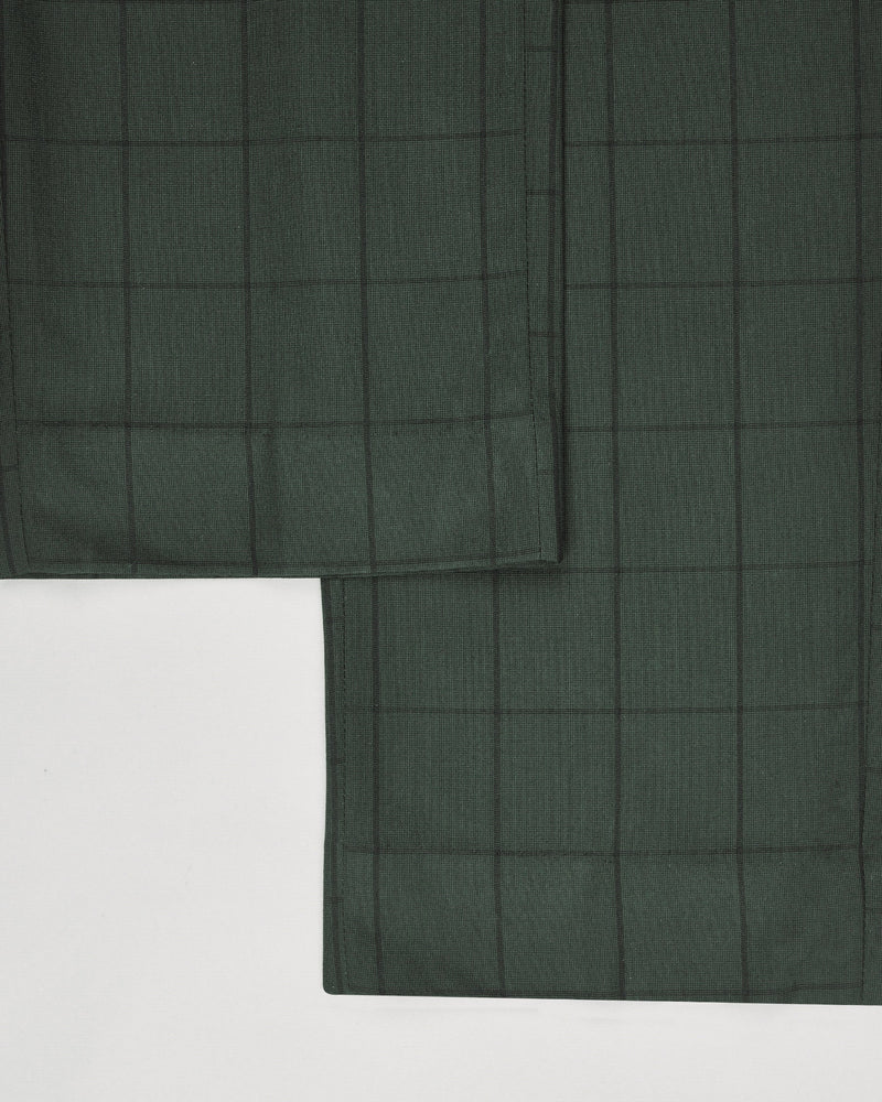 Hunter green Windowpane Wool Blend Pant