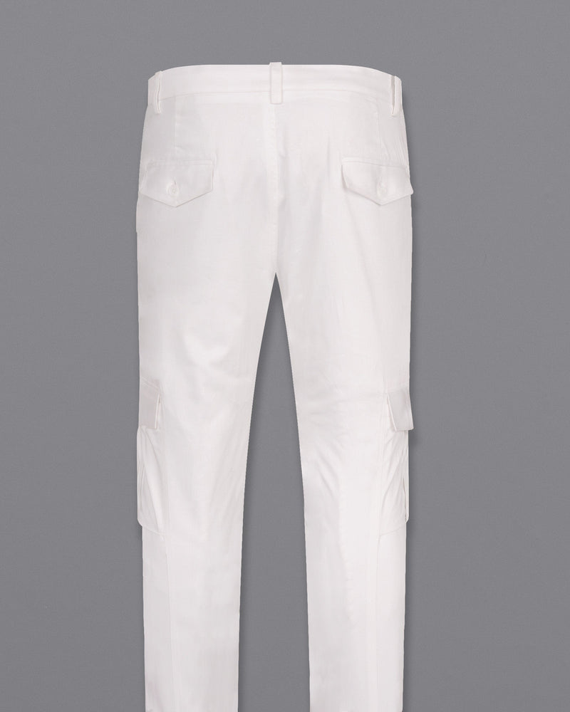 Bright White Super Soft Premium Cotton Cargo Pant