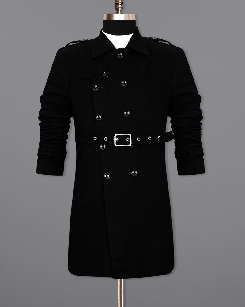Jade Black Premium Cotton Designer Trench Coat