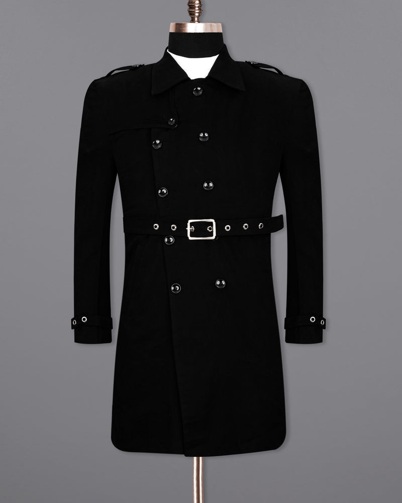 Jade Black Premium Cotton Designer Trench Coat