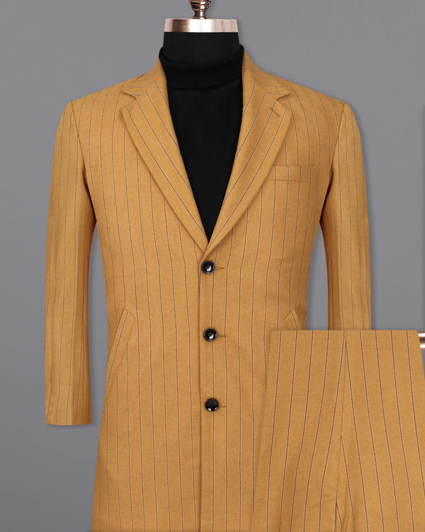 Tussock Mustard Yellow Striped Single Breasted Trench Coat With Pant TCPT2034-SB-36, TCPT2034-SB-38, TCPT2034-SB-40, TCPT2034-SB-42, TCPT2034-SB-44, TCPT2034-SB-46, TCPT2034-SB-48, TCPT2034-SB-50, TCPT2034-SB-52, TCPT2034-SB-54, TCPT2034-SB-56, TCPT2034-SB-58, TCPT2034-SB-60