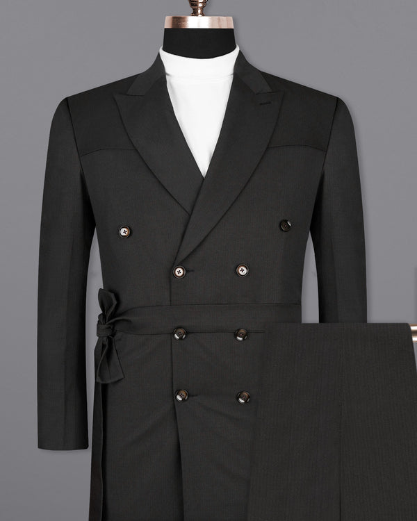 Jade Black Double Breasted with Belt Closure Designer Trench Coat With Pant TCPT2113-DB-D35-36, TCPT2113-DB-D35-38, TCPT2113-DB-D35-40, TCPT2113-DB-D35-42, TCPT2113-DB-D35-44, TCPT2113-DB-D35-46, TCPT2113-DB-D35-48, TCPT2113-DB-D35-50, TCPT2113-DB-D35-52, TCPT2113-DB-D35-54, TCPT2113-DB-D35-56, TCPT2113-DB-D35-58, TCPT2113-DB-D35-60
