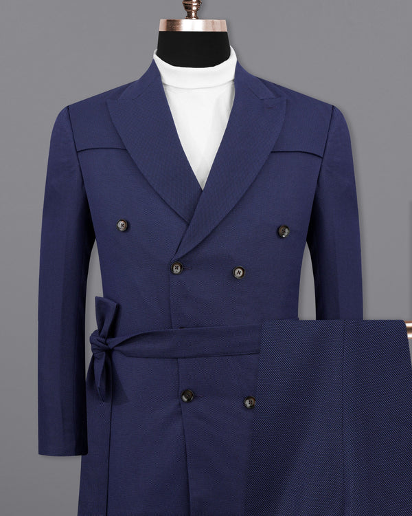 Rhino Navy Blue Double Breasted with Belt Closure Designer Trench Coat With Pant TCPT2114-DB-D35-36, TCPT2114-DB-D35-38, TCPT2114-DB-D35-40, TCPT2114-DB-D35-42, TCPT2114-DB-D35-44, TCPT2114-DB-D35-46, TCPT2114-DB-D35-48, TCPT2114-DB-D35-50, TCPT2114-DB-D35-52, TCPT2114-DB-D35-54, TCPT2114-DB-D35-56, TCPT2114-DB-D35-58, TCPT2114-DB-D35-60